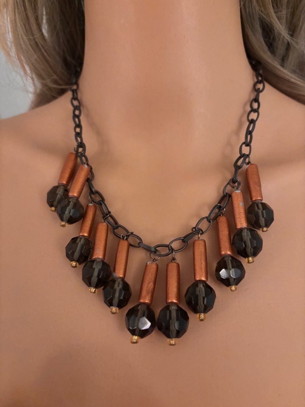 TOPAZ AND COPPER HANDCRAFTED VINTAGE NECKLACE